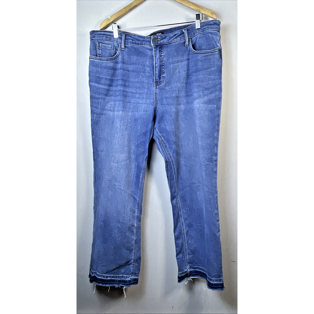 Kut from the Kloth Jeans Womens 18 Kelsey Ab Ankle Flare high Blue Denim Pants